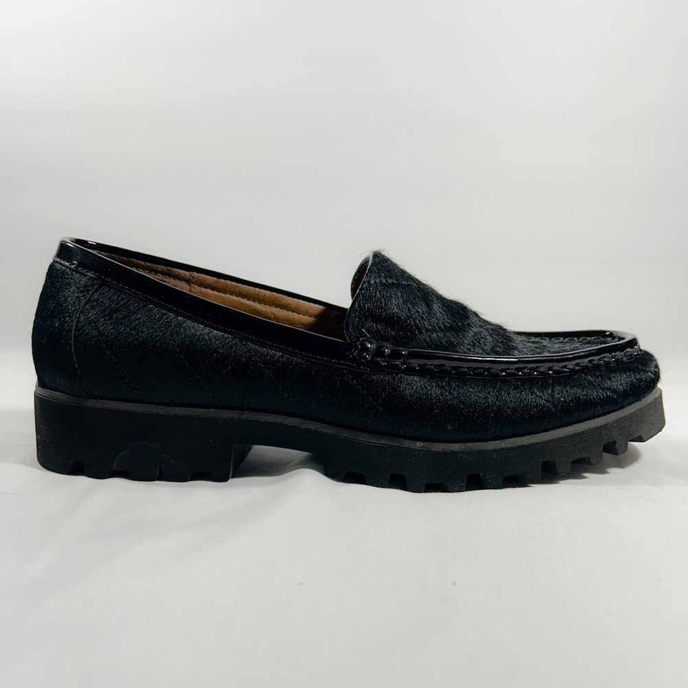 Donald J Pliner Calf Hair Loafers Womens Leather Trim Chunky Heel Shoes Sz 9.5 - Picture 2 of 10
